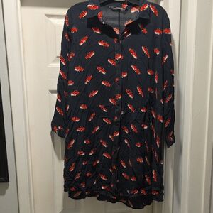 Zara Blue Top with Red and White Accents